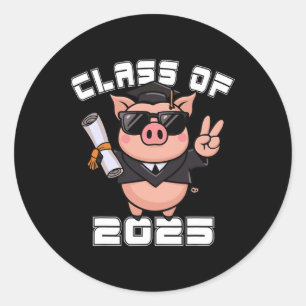 Peace Sign Hand Pig Cl Of 2025 Graduation Classic Round Sticker