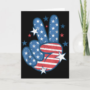 Peace Sign Hand Usa Flag 4th Of July Patriotic Men Card