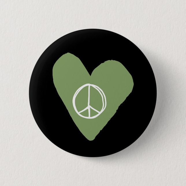 Peace Sign Heart 2 Inch Round Button (Front)