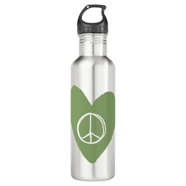 Peace Sign Heart 710 Ml Water Bottle (Front)