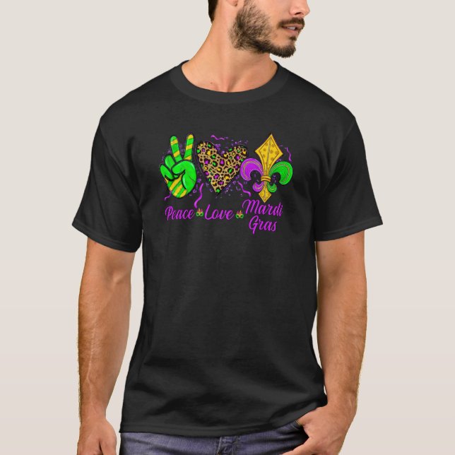 Peace Sign Heart Fleur De Lys Hippie Peace Love Ma T-Shirt (Front)