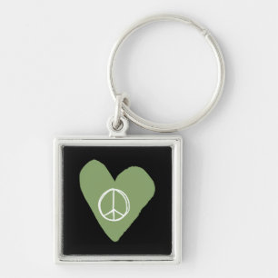 Peace Sign Heart Keychain