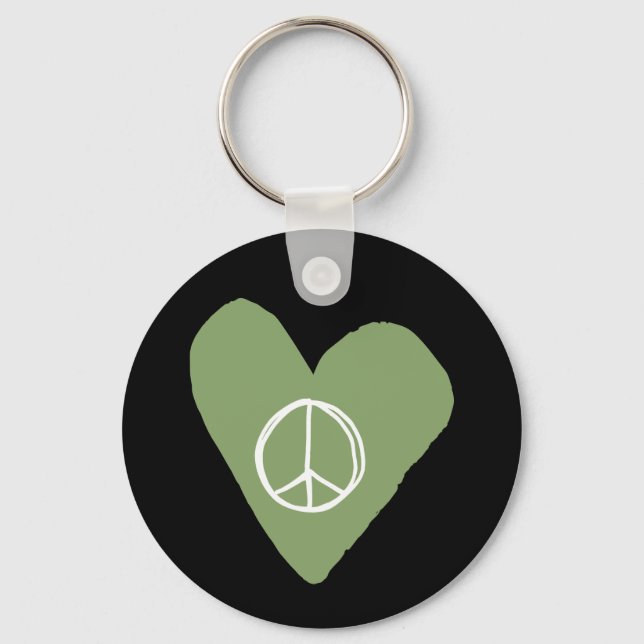 Peace Sign Heart Keychain (Front)