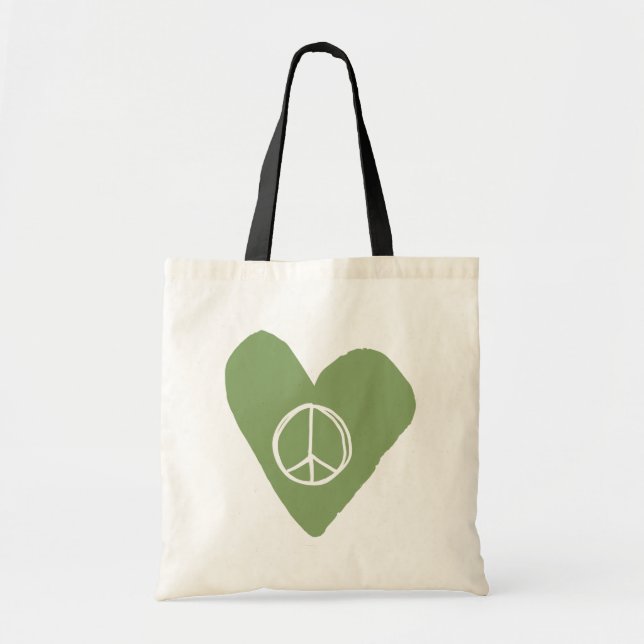 Peace Sign Heart Tote Bag (Front)