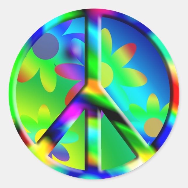 Peace Sign Hippie Flower Power Sticker (Front)