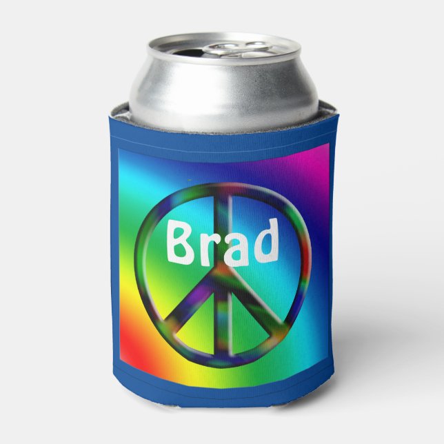 Peace Sign Hippie Personalized Can Cooler (Can Front)