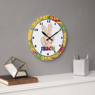 Peace Sign Hippie wall clock