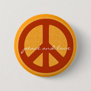 peace sign, hippies retro 2 inch round button