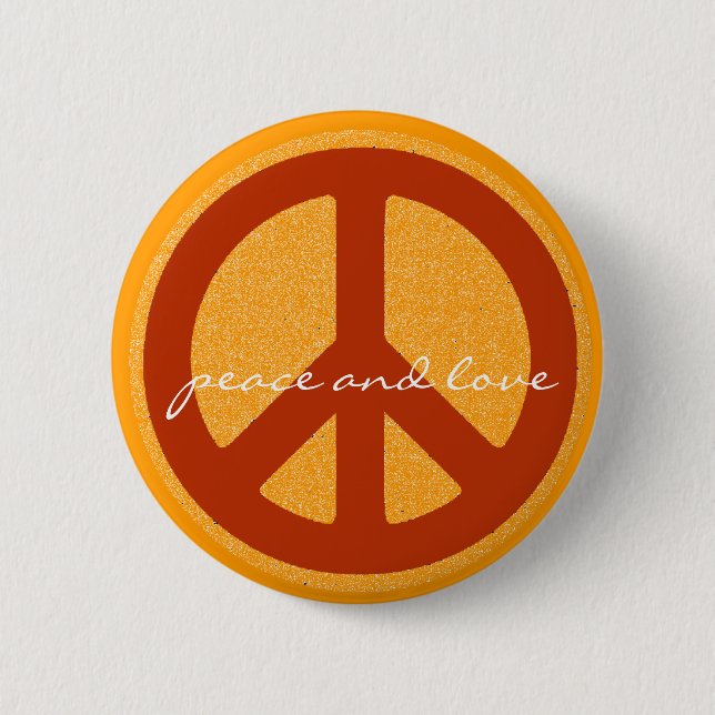 peace sign, hippies retro 2 inch round button (Front)
