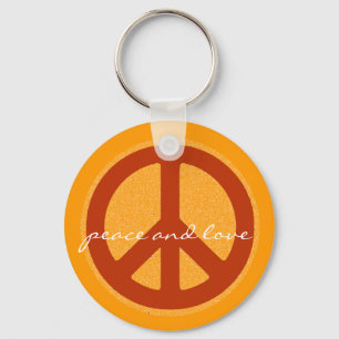 peace sign, hippies retro keychain