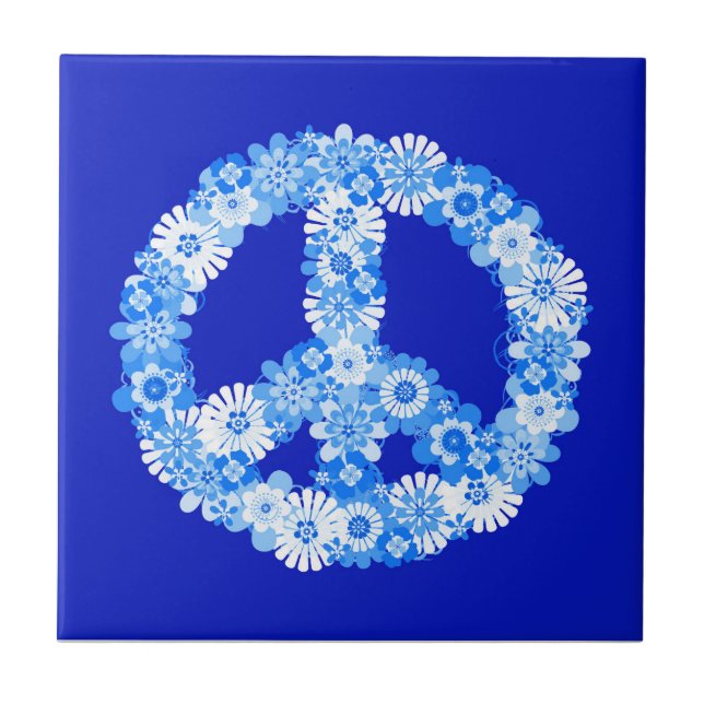 Peace Sign in Blue Tile (Front)