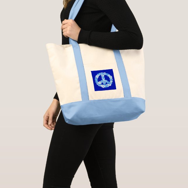 Peace Sign in Blue Tote Bag (Front (Product))