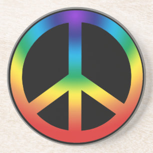 Peace Sign in Chakra Colours Coaster