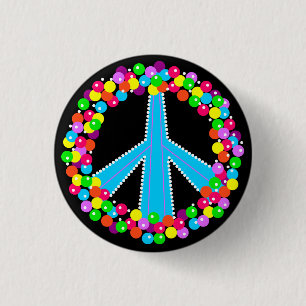 Peace Sign in Gumballs 1 Inch Round Button