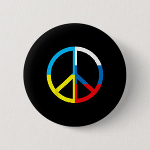 Peace Sign In Ukraine And Russian Flag - World Pea 2 Inch Round Button