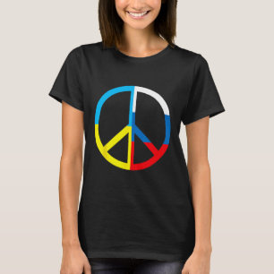 Peace Sign In Ukraine And Russian Flag - World Pea T-Shirt