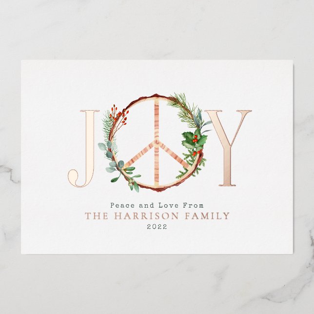 Peace Sign Joy Love Rustic Christmas (Front)