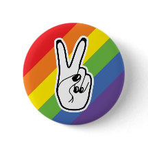 Peace Sign Left Hand With Rainbow LGBTQ Pride Ally