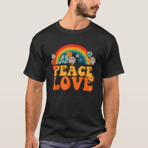 Peace Sign Love 1960s 1970s Tie Dye Groovy Hippi T-Shirt