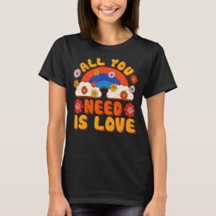 Peace Sign Love 1960s 1970s Tie Dye Groovy Hippie T-Shirt