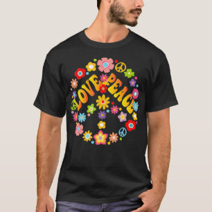 PEACE SIGN LOVE 1960s 1970s Tie Dye Groovy Hippie T-Shirt