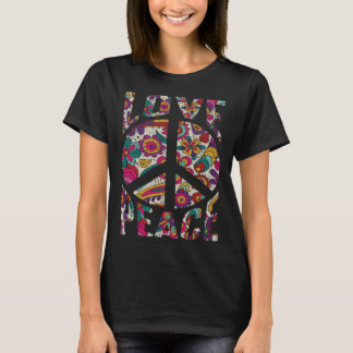 Peace Sign Love 60s 70s Costume Groovy Hippie Them T-Shirt