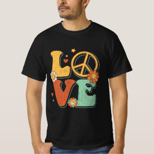 Peace Sign Love 60s 70s Costume Groovy Hippie Them T-Shirt