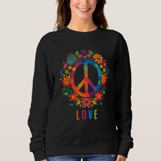 Peace Sign Love 60s 70s Costume Hippie Flowers Gro Sweatshirt