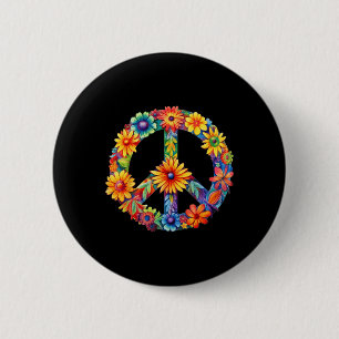 Peace Sign Love 60s 70s Groovy Hippie Costume Hall 2 Inch Round Button