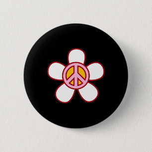 PEACE SIGN LOVE 60s 70s Groovy Hippie Costume Hall 2 Inch Round Button