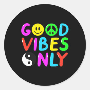 PEACE SIGN LOVE 60s 70s Groovy Hippie Costume Hall Classic Round Sticker