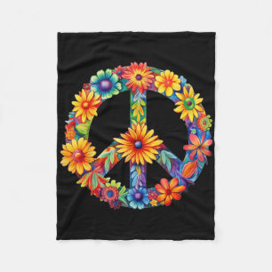 Peace Sign Love 60s 70s Groovy Hippie Costume Hall Fleece Blanket