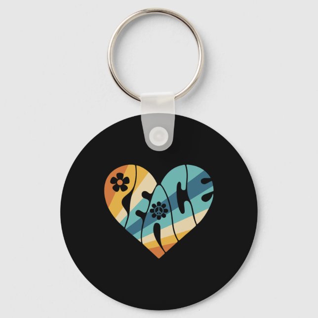PEACE SIGN LOVE 60s 70s Groovy Hippie Costume Hall Keychain (Front)