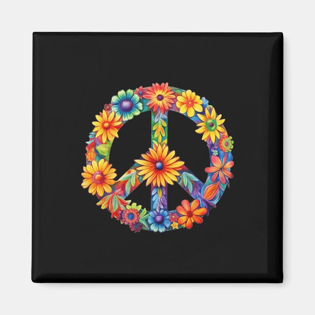 PEACE SIGN LOVE 60s 70s Groovy Hippie Costume Hall Magnet (Front)