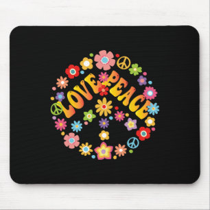 Peace Sign Love 60s 70s Groovy Hippie Costume Hall Mouse Pad