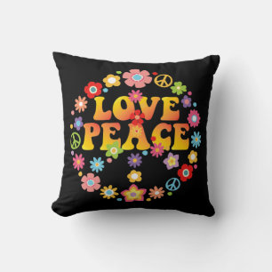 PEACE SIGN LOVE 60s 70s Tie Die Hippie Costume Throw Pillow