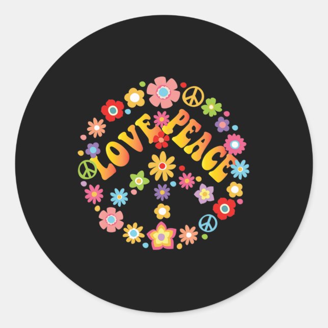PEACE SIGN LOVE  60s 70s Tie Dye Hippie Costume   Classic Round Sticker (Front)