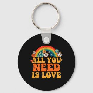 Peace Sign Love 60s 70s Tie Dye Hippie Costume Hal Keychain