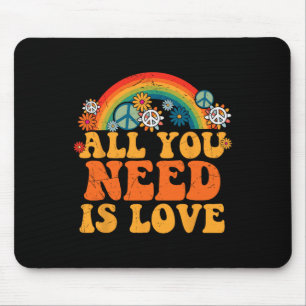 PEACE SIGN LOVE 60s 70s Tie Dye Hippie Costume Hal Mouse Pad