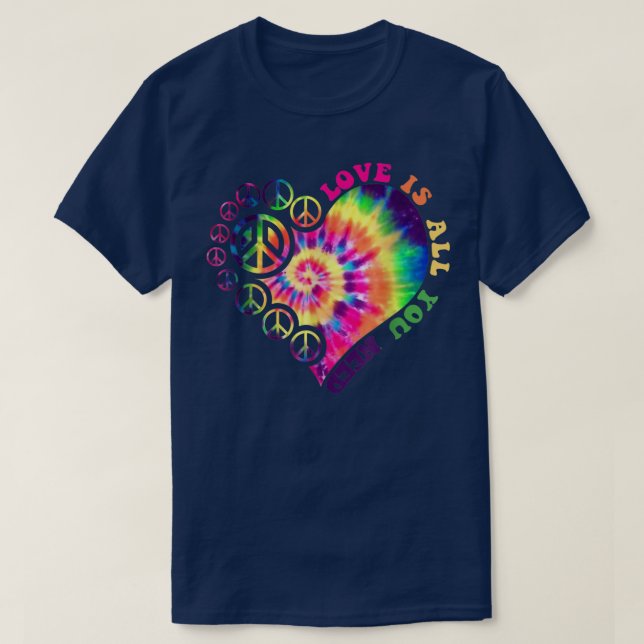 Peace Sign Love 60s 70s Tie Dye Hippie Halloween C T-Shirt (Design Front)