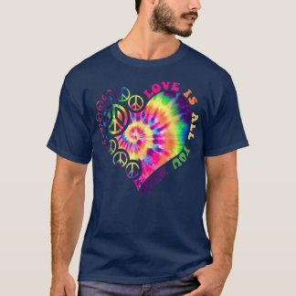 Peace Sign Love 60s 70s Tie Dye Hippie Halloween C T-Shirt