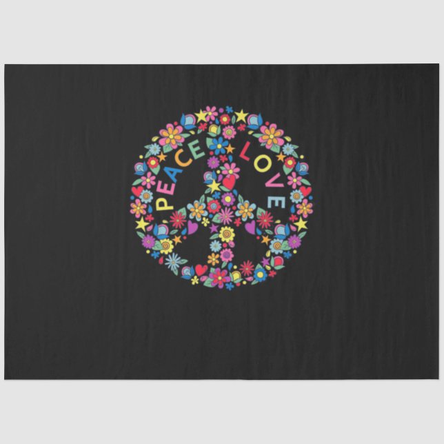 PEACE SIGN LOVE 60s 70s Tie Dye Hippie Tissue Paper (Front)