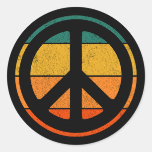 Peace Sign Love 60s 70s Tye Die Hippie Costume Cla Classic Round Sticker