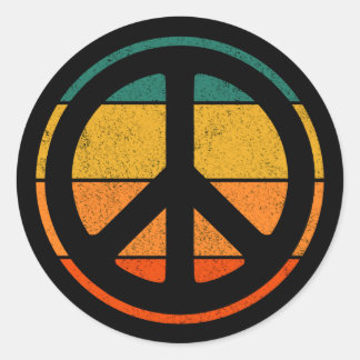 Peace Sign Love 60s 70s Tye Die Hippie Costume Cla Classic Round Sticker