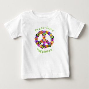 Peace Sign Love & Happiness on White Baby T-Shirt