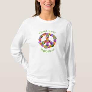 Peace Sign Love & Happiness sur T-shirt blanc