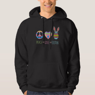 Peace Sign Love Heart Bunny Ears Cute Hippie Easte Hoodie