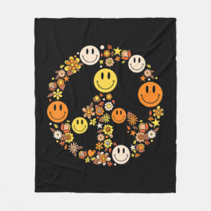 PEACE SIGN LOVE s Hippie Groovy Vibes Halloween C Fleece Blanket