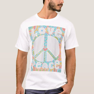 PEACE SIGN LOVE T Shirt 60s 70s Tie Dye Hippie Cos
