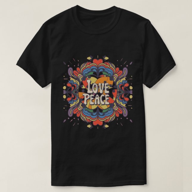 Peace Sign Love T Shirt | 70s Hippie Costume  (Design Front)